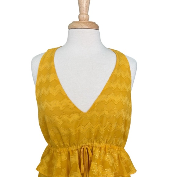 New Ramy Brook Mustard Yellow Ruffle Style Maddy Tank Top Size Small - Picture 2 of 7